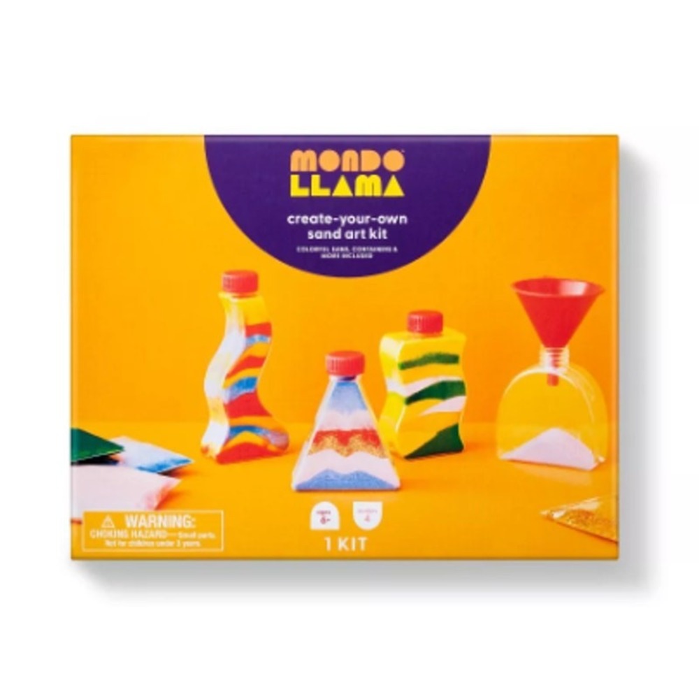 Mondo Llama Create-Your-Own Sand Art Kit 4 Jars 6 Colors Gold Glitter s9